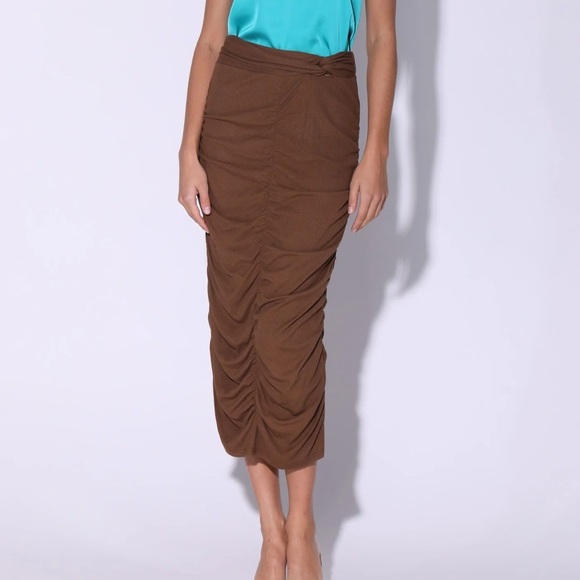 Walter Baker NWT Kody Ribbed MidiSkirt Cedar